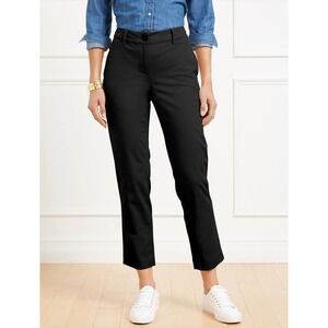 TALBOTS 10‎ Women's Black Cotton Cropped Pants Ankle Slit Hem